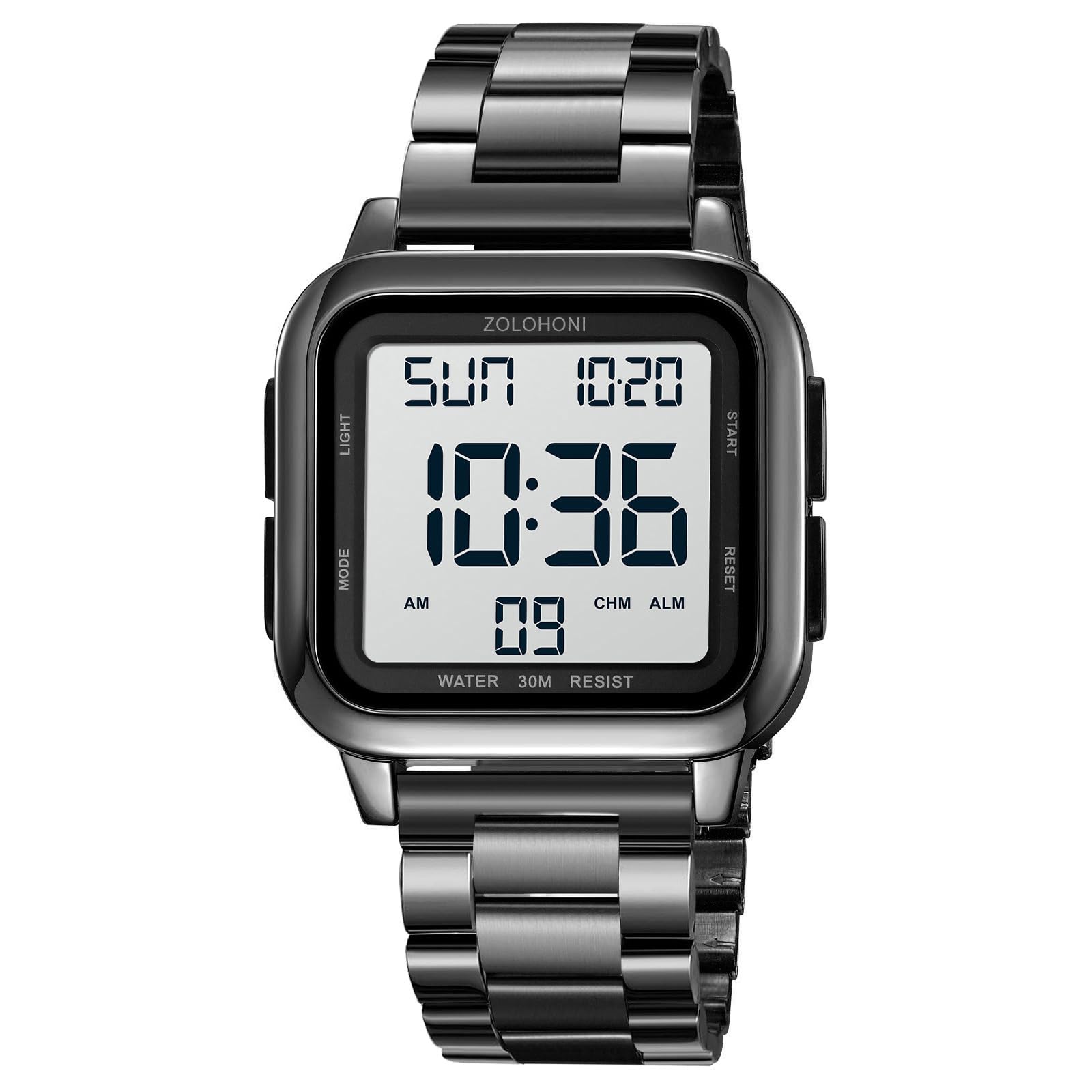 Orologi impermeabili del fronte del grande quadrante dei numeri dell'orologio digitale degli uomini quadrati LED