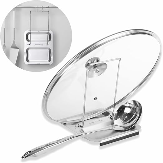 Foldable Spoon Rest and Pot Lid Holder for Counter, Non