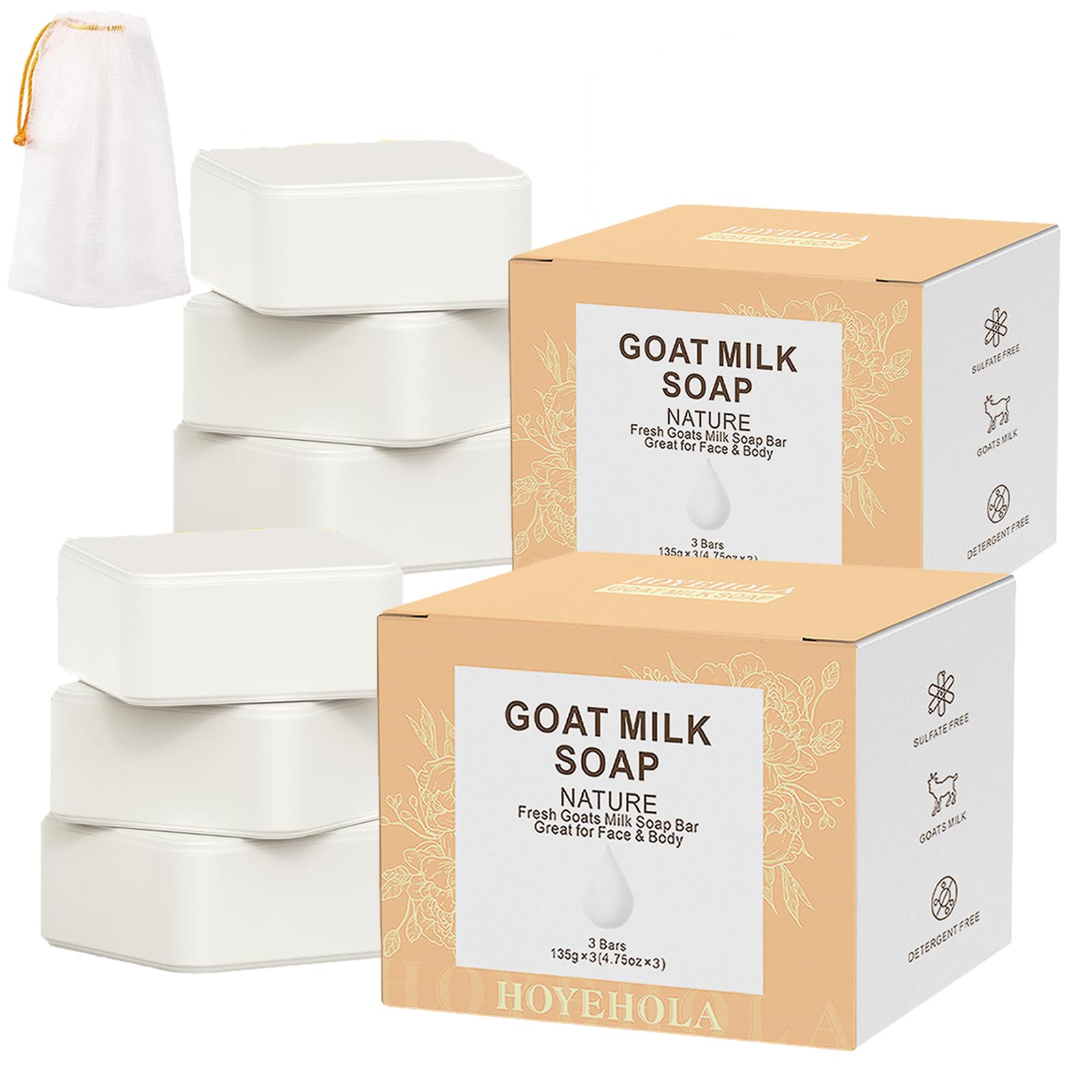 Goat Milk Soap Bar 6 Packs - Natural Moisturizing Soap Bar for Men Women All Skin Types Face & Body, 28oz Pack of 6 Bars