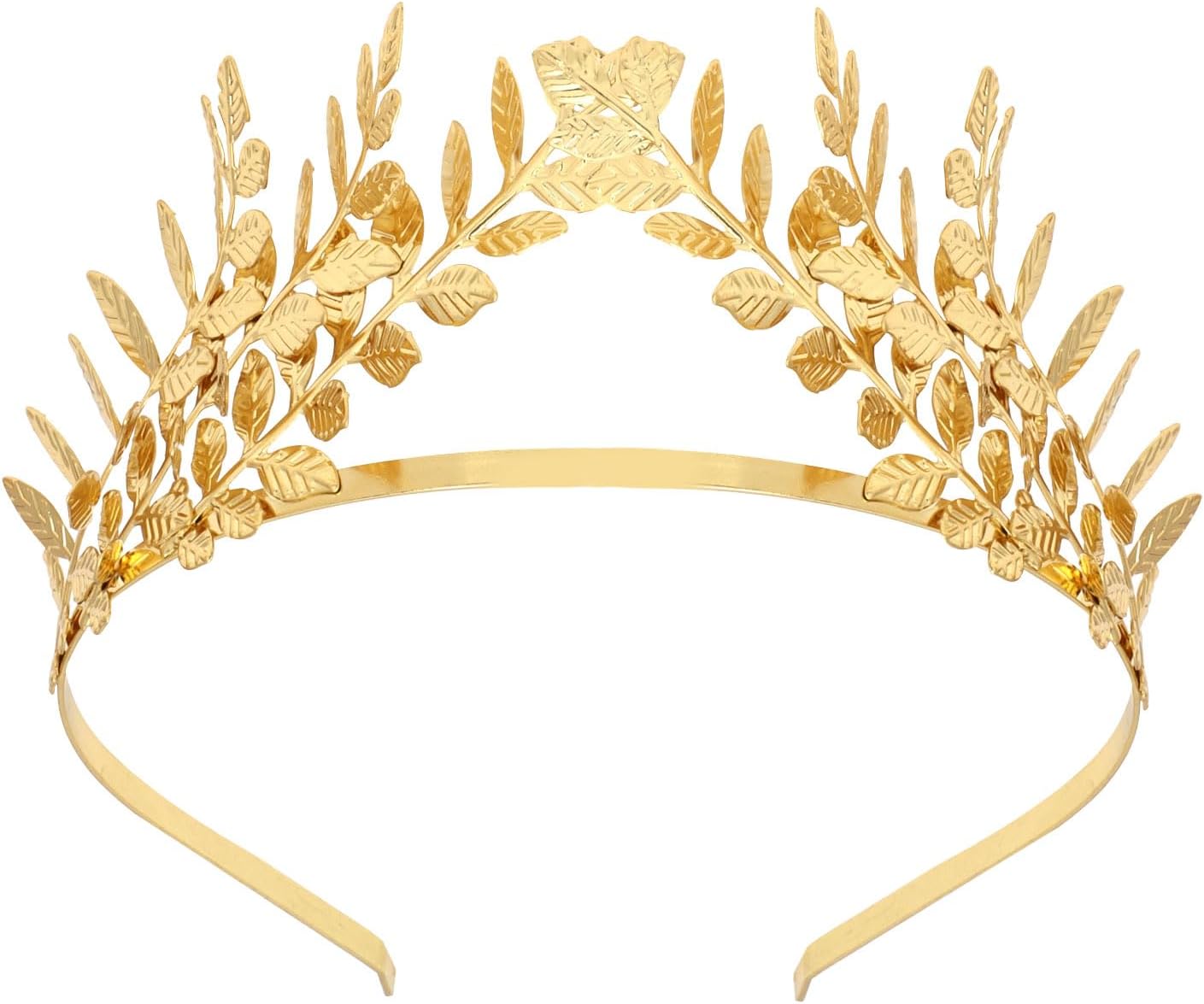 Wecoe 1pc Gold Leaf Headband Headpiece Women Girls Gold Leaf Tiara Crown Flower Girl Bridal Wedding Halo Headband Greek Goddess Toga Costume Hair Accessories For Women Girls