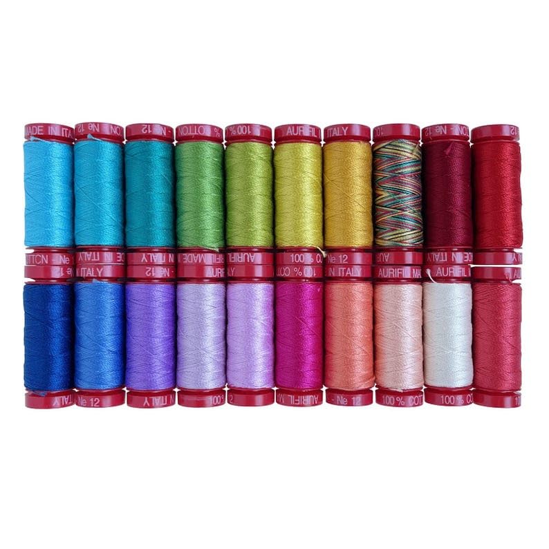 Bobines coton 12W Aurifil - Lot de 20 fils pour couture et patchwork