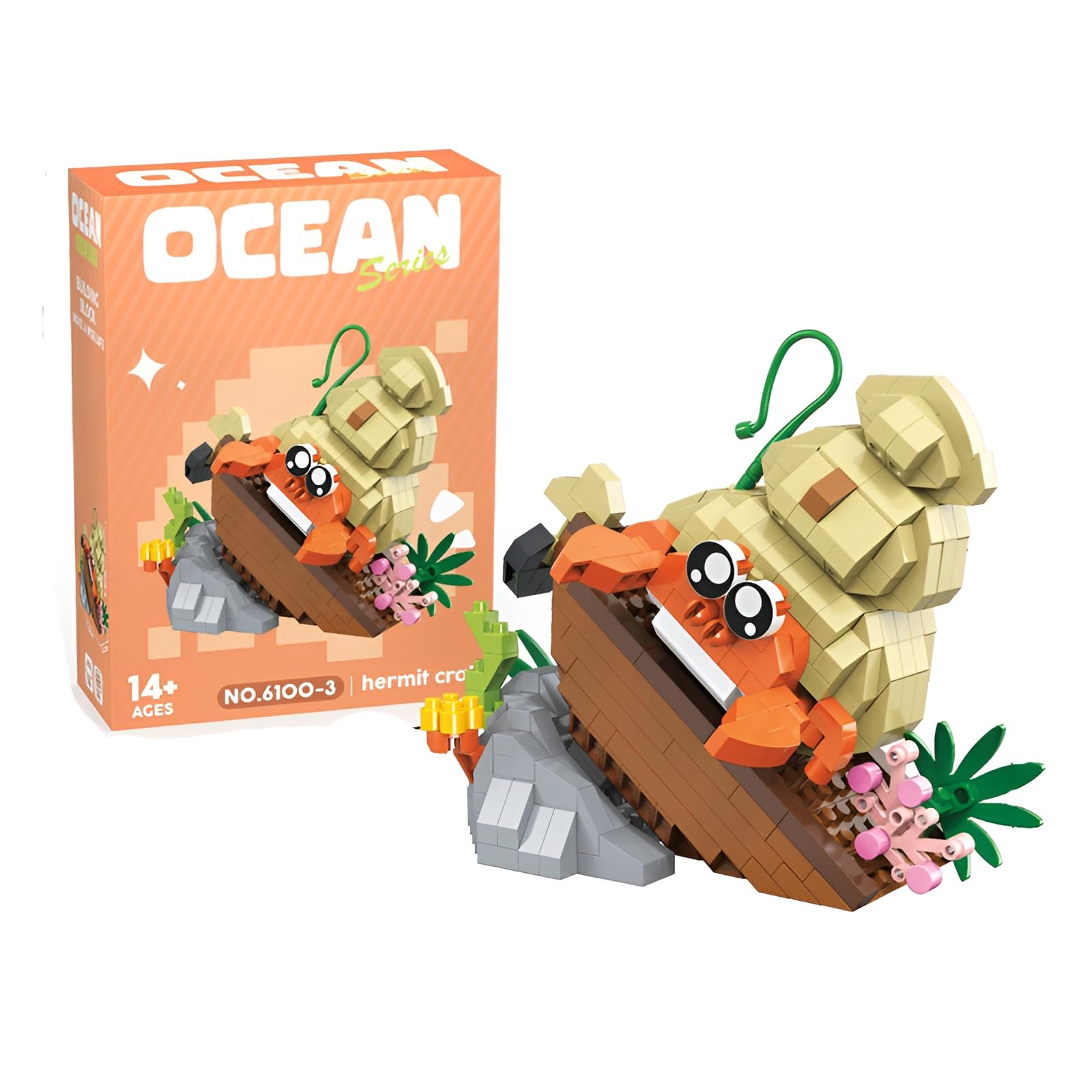 Hermit Crab Mini Building Set, Ocean Animal Model Kit Home Decor Gifts
