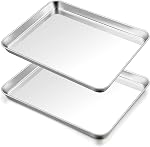 TeamFar Baking Sheet Set of 2, Stainless Steel Baking Pans Tray Cookie Sheet, Non Toxic & Healthy, Mirror Finish & Rust Free, Easy Clean & Dishwasher Safe