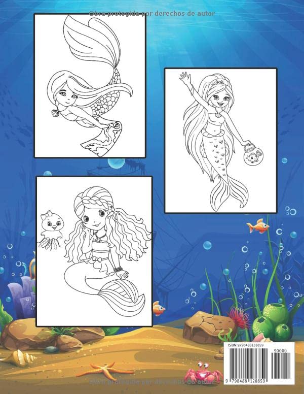 Miniatura 2 de Mermaid Libro De Colorear Para chicas 4 a 6 Años Grandes Ilustraciones únicas y Hermosas De Sirenas Junto Con la Sirenita Para Colorear Para Escenas