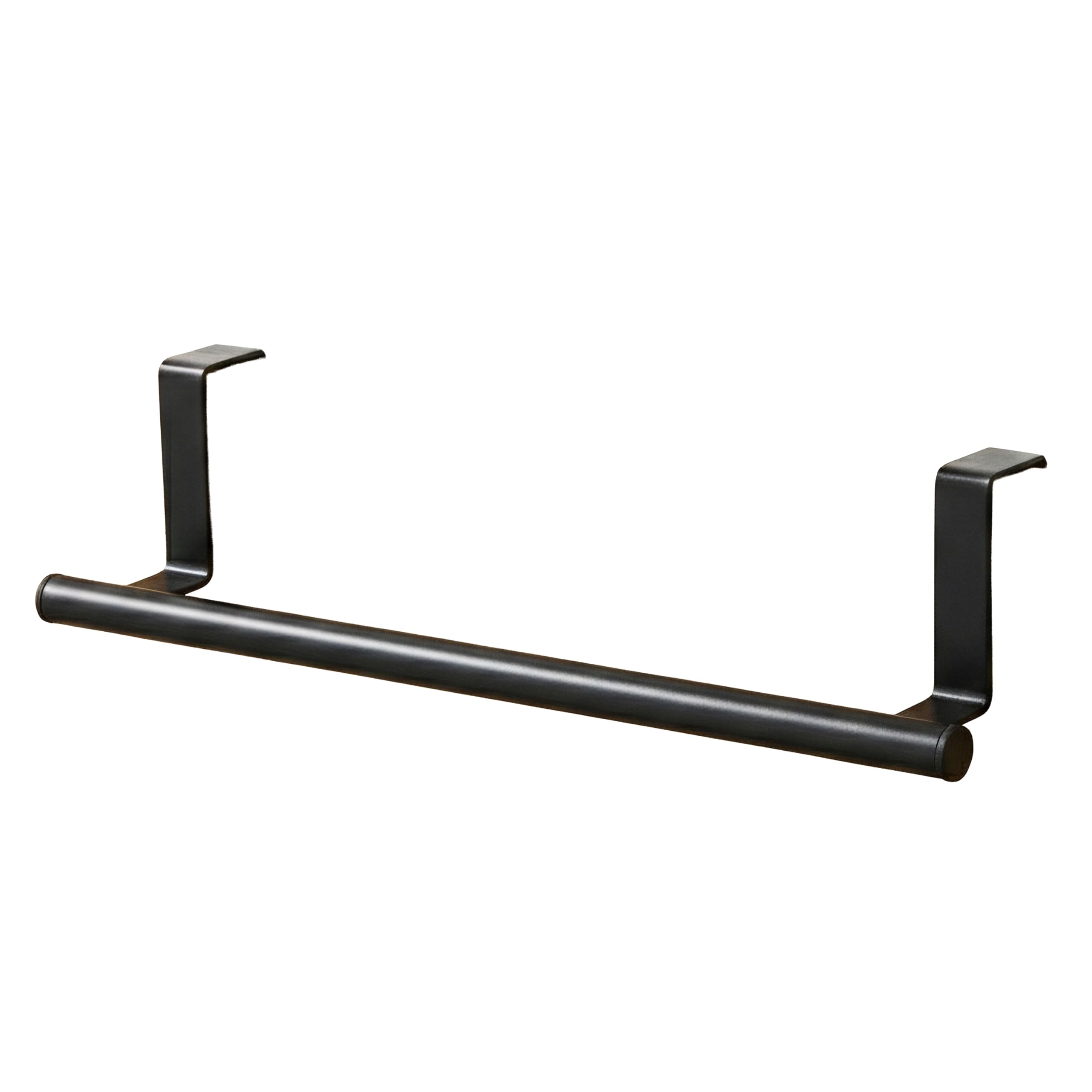Over Door Towel Rail 36.5cm Black Metal Kitchen Cupboard Rack No Drill Hanging