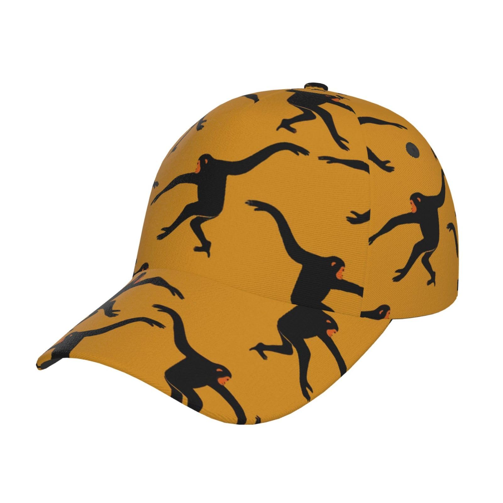 NEZIH Black Gibbon Monkey Print Unisex Snapback Washed Baseball Cap for Men Women - Adjustable Dad Bill Hat