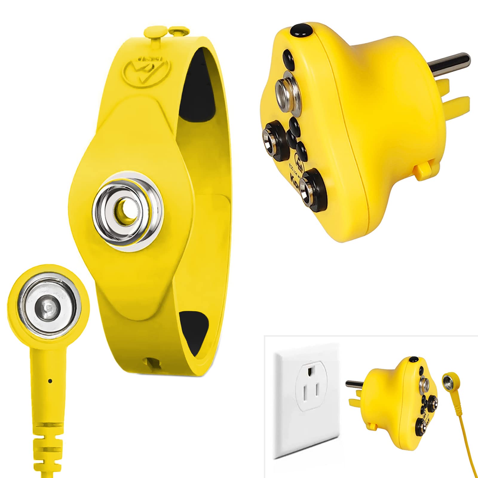 Buy 2 in 1, KooMall Ground Kit Antiic ESD Wrist Strap (Yellow