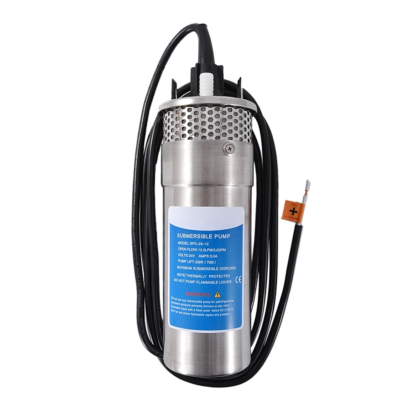 Mini Power Small Pump SPX-24-12 24V 12L Stainless Steel Solar Submersible Pump High-Flow High-Lift Deep Well Micro Water Pump 12L/min 1/2 Inch 70M (Voltage : 24V 12L)