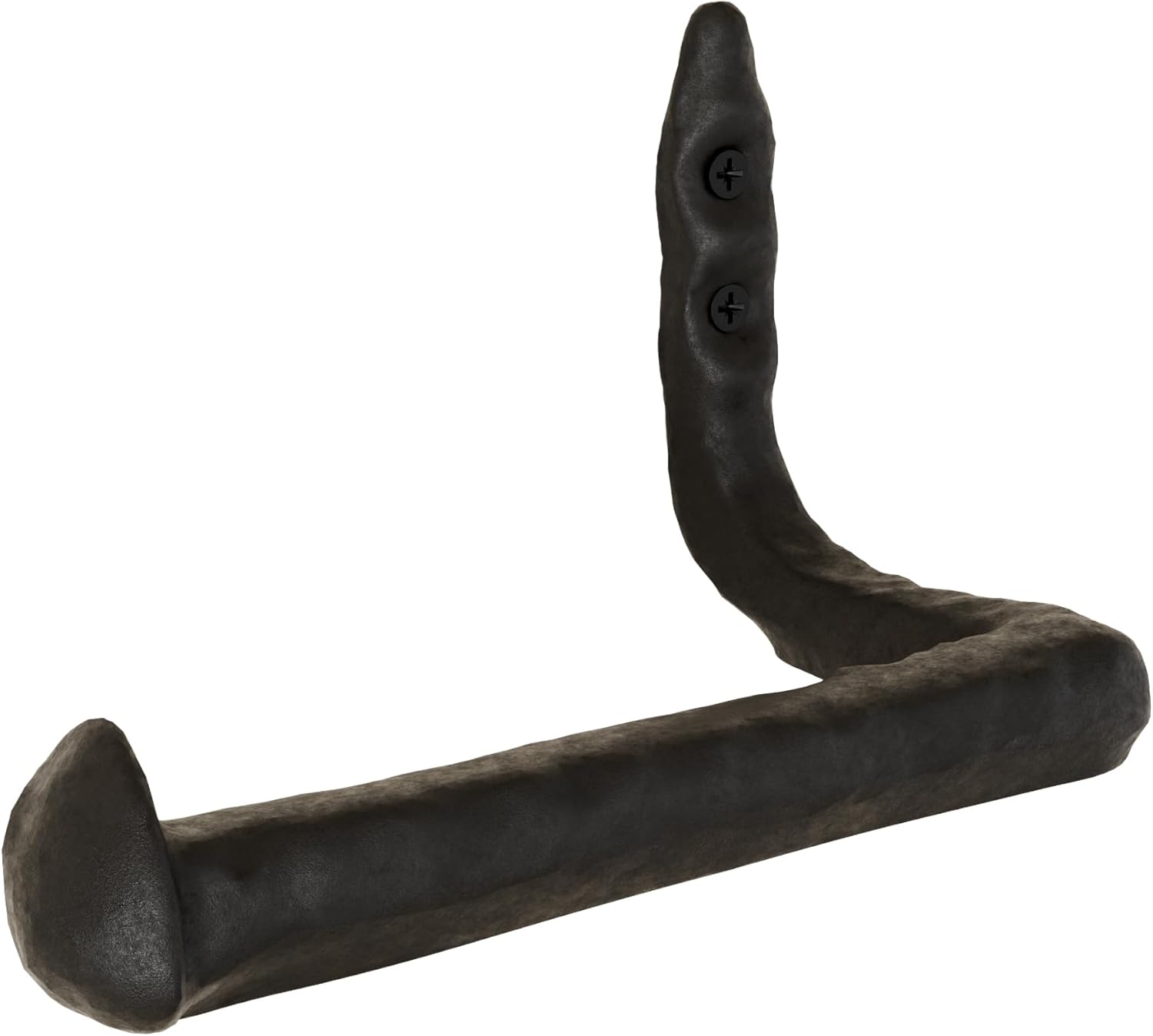 Rustic State Puntal Toilet Paper Holder Cast Iron Tissue Roll Hanger with Hammered Texture - Railroad Spike Industrial Design - Black