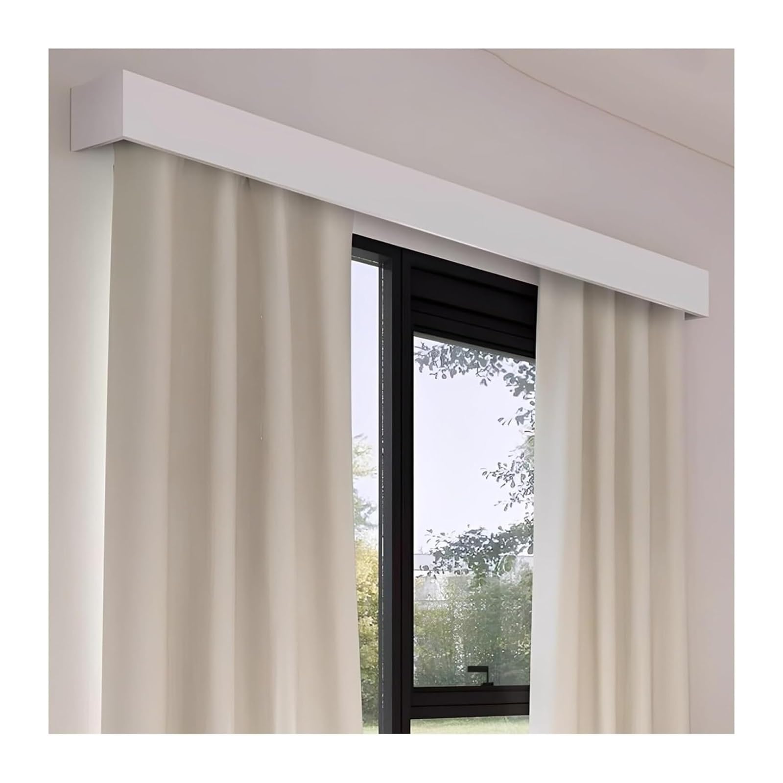Double Track Curtain, Ceiling Mount Curtain Pelmet Box, Double Rails, Window Valance, 100-300cm Living, Bedroom(100cm)