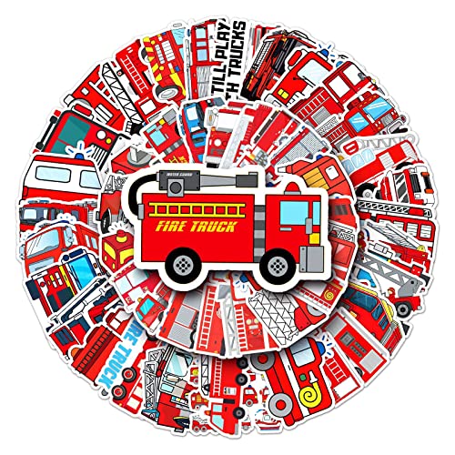 Kids Fire Truck Stickers,50Pcs Cute Cartoon Fire Fighting...