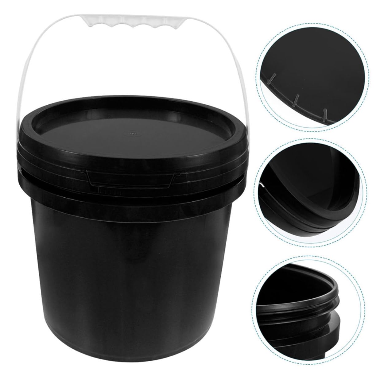 Cubo de Pintura Negro de Plástico 10l con Tapa Segura | Almacenar y Transportar Líquidos, Asa Ergonómica, Prevención de Derrames, Uso DIY y Amplia Aplicación