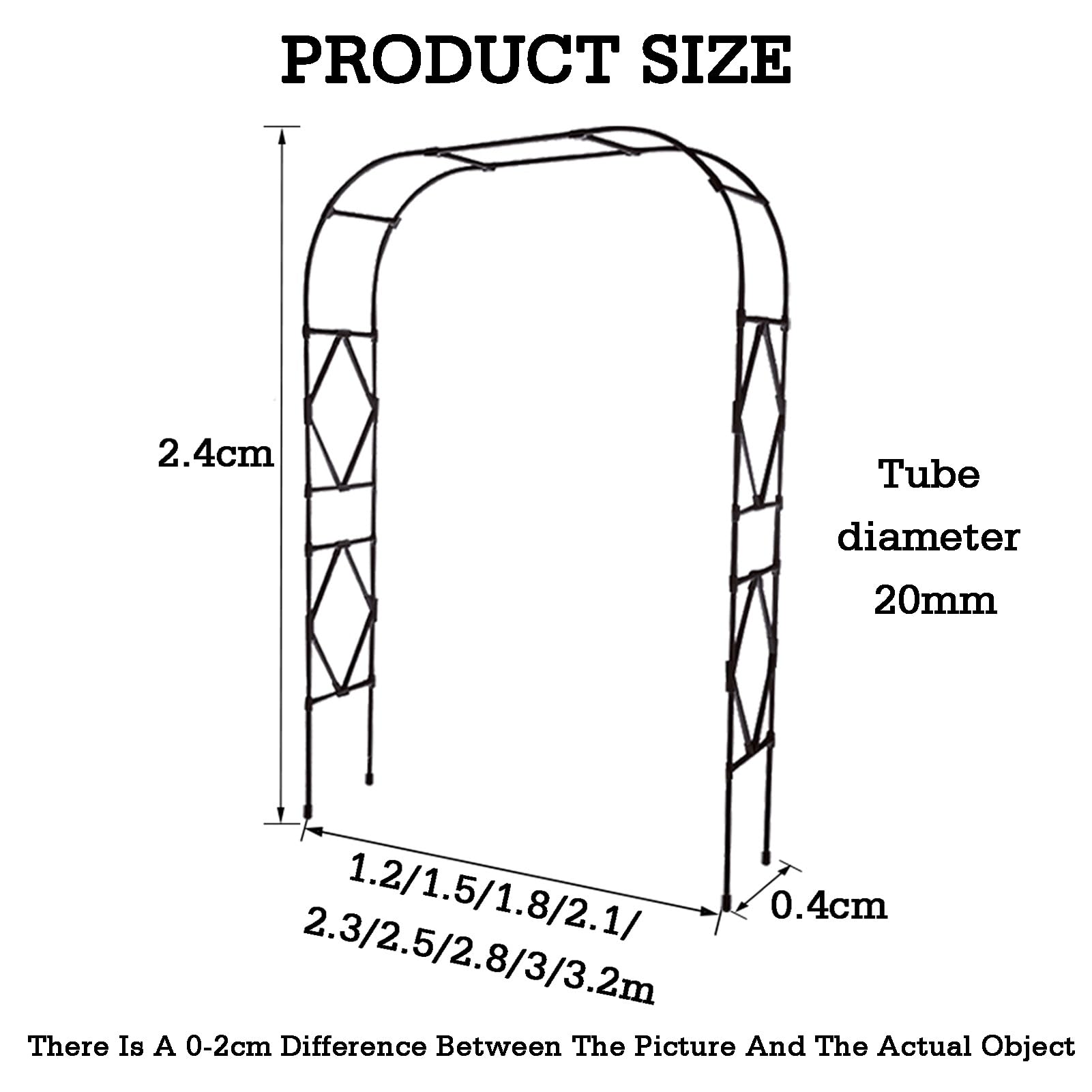 Pnącze ozdobne i ozdobne do ogrodu, kratka do altany 2,6 m, solidna metalowa stabilna brama dla róż, do trawnika, patio i dziedzińca(White,1.2x2.4x0.4m)