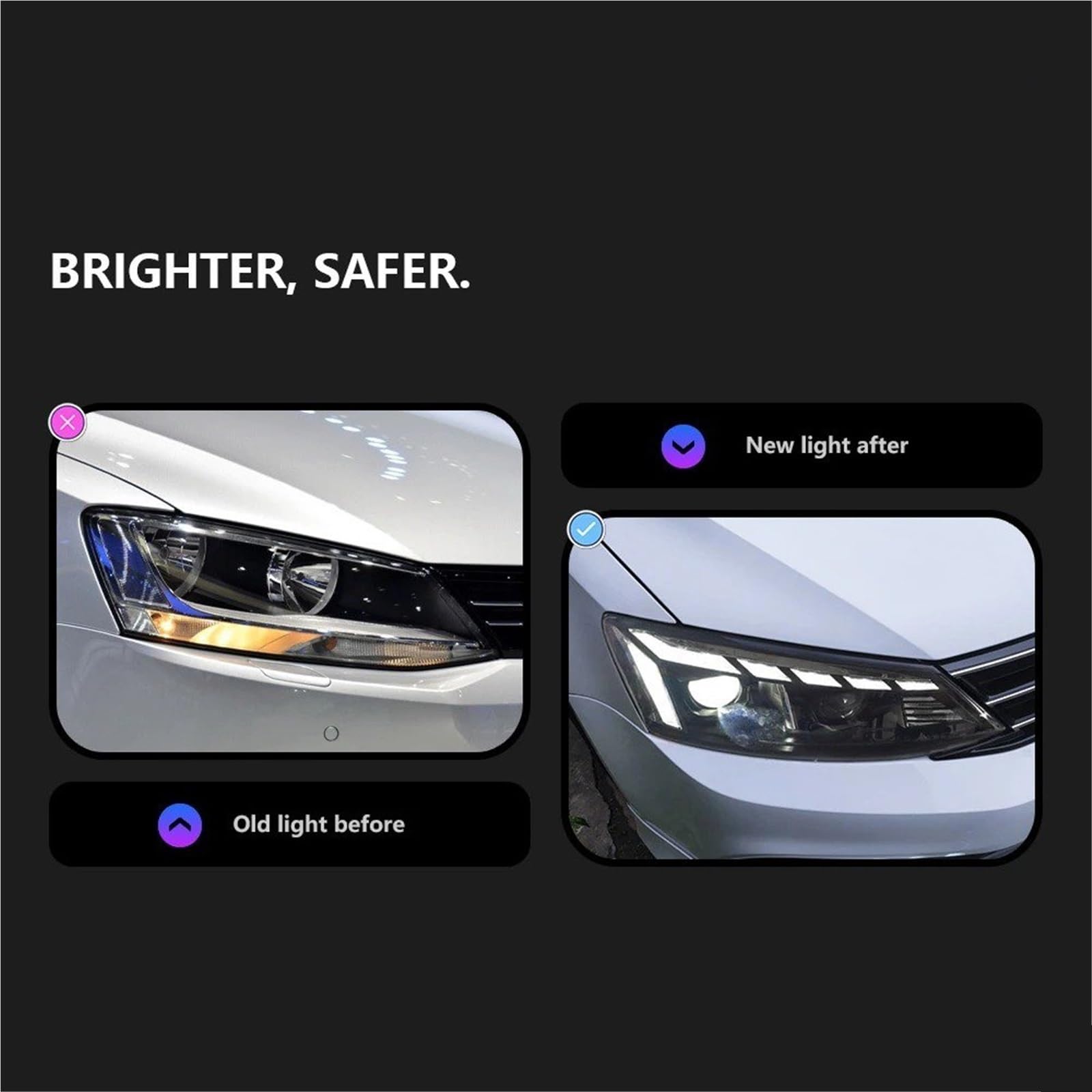 Gruppo Ottico Anteriore per Jetta Mk6 RS5 2011-2019, Design fari Auto, Lente proiettore Faro, Segnale dinamico DRL, Accessori Auto (Faro Anteriore/Guida a Sinistra)