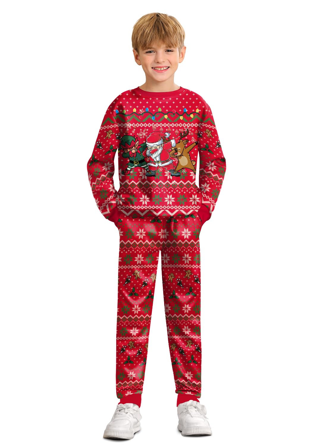 BesserBay Boys Funny Ugly Christmas 2 Piece Set with Graphic Sweatshirt and Pants 4-14 Years