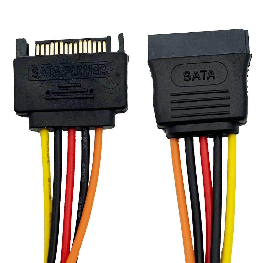 Dosyerlbf 11.8 Inch 15 Pin SATA Power Extension Cable - SATA Power Male to Female Extender - Hard Drive Power Cable, SSD Power Cable - 30CM (2)