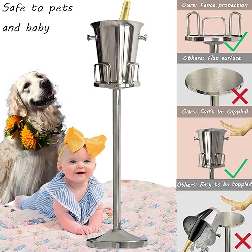 Miniatura 4 de Cubo de hielo champán con soporte, cubo de hielo para vino con soporte, cubo de hielo de pie de acero inoxidable 201, 5L, 12 libras, soporte para