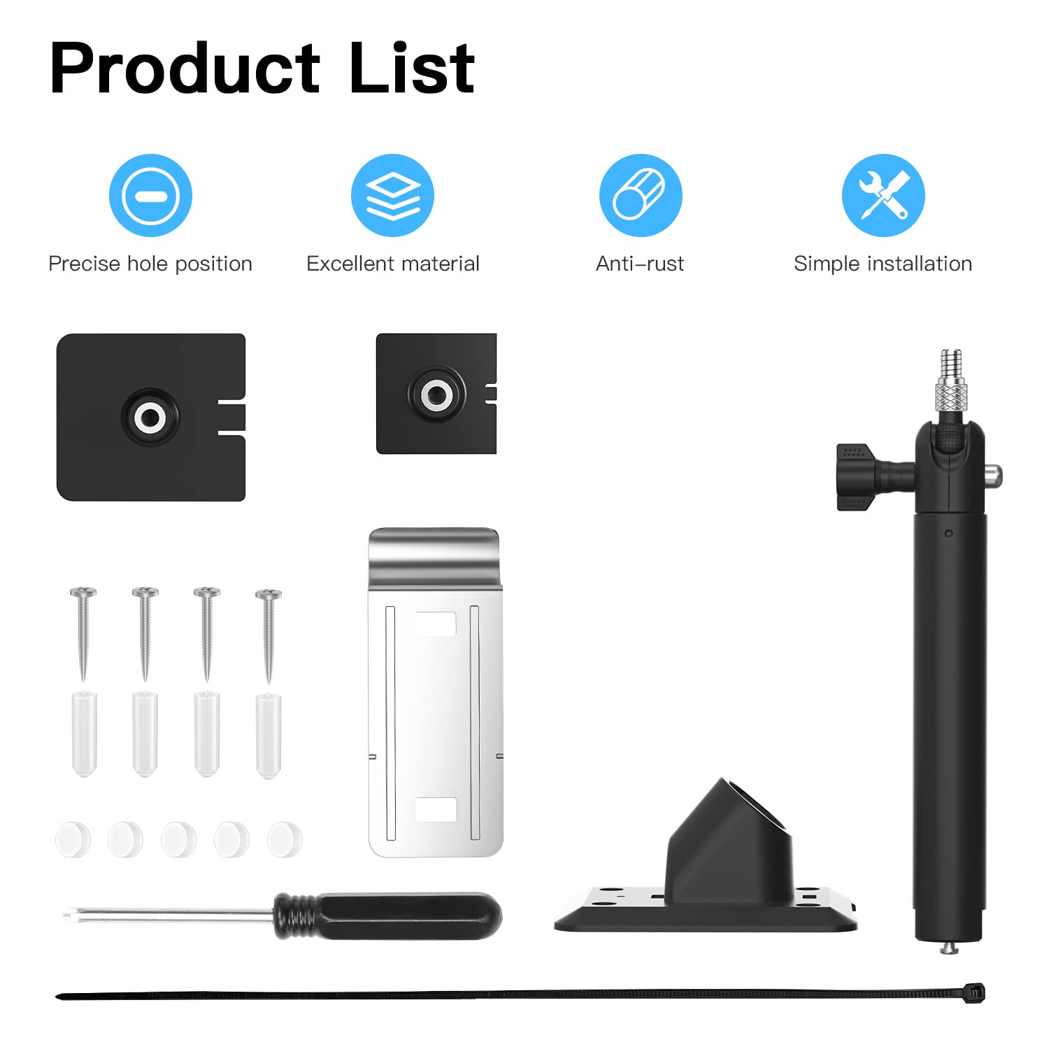 HOLACA Support de panneau solaire pour panneau solaire annulaire, tuyau d' eau/tube en acier, réglable à 180°, compatible avec Arlo/Wyze/Eufy/Waterstone