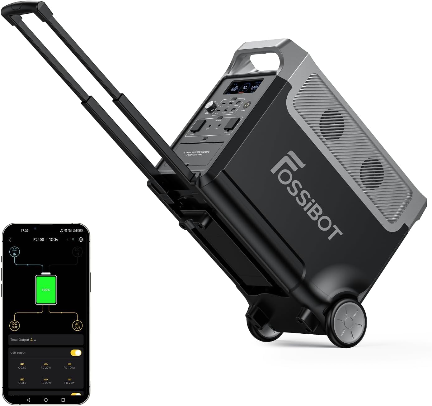 FOSSiBOT F3600 Pro Tragbare Powerstation 3840Wh, 3600W AC Output, Erweiterbar 3.8-11.5 kWh, LFP-Batterie mit 6500+Zyklen, 2000W PV Input, Solargenerator für Zuhause, Camping, Wohnmobil