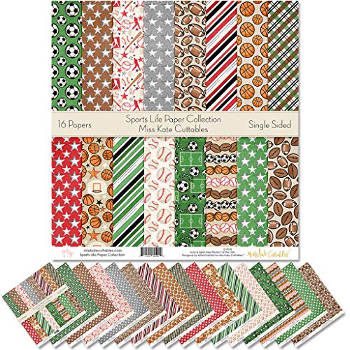 Pattern Paper Pack - Sports Life - Scrapbook Premium Specialty Paper Single-Sided 12