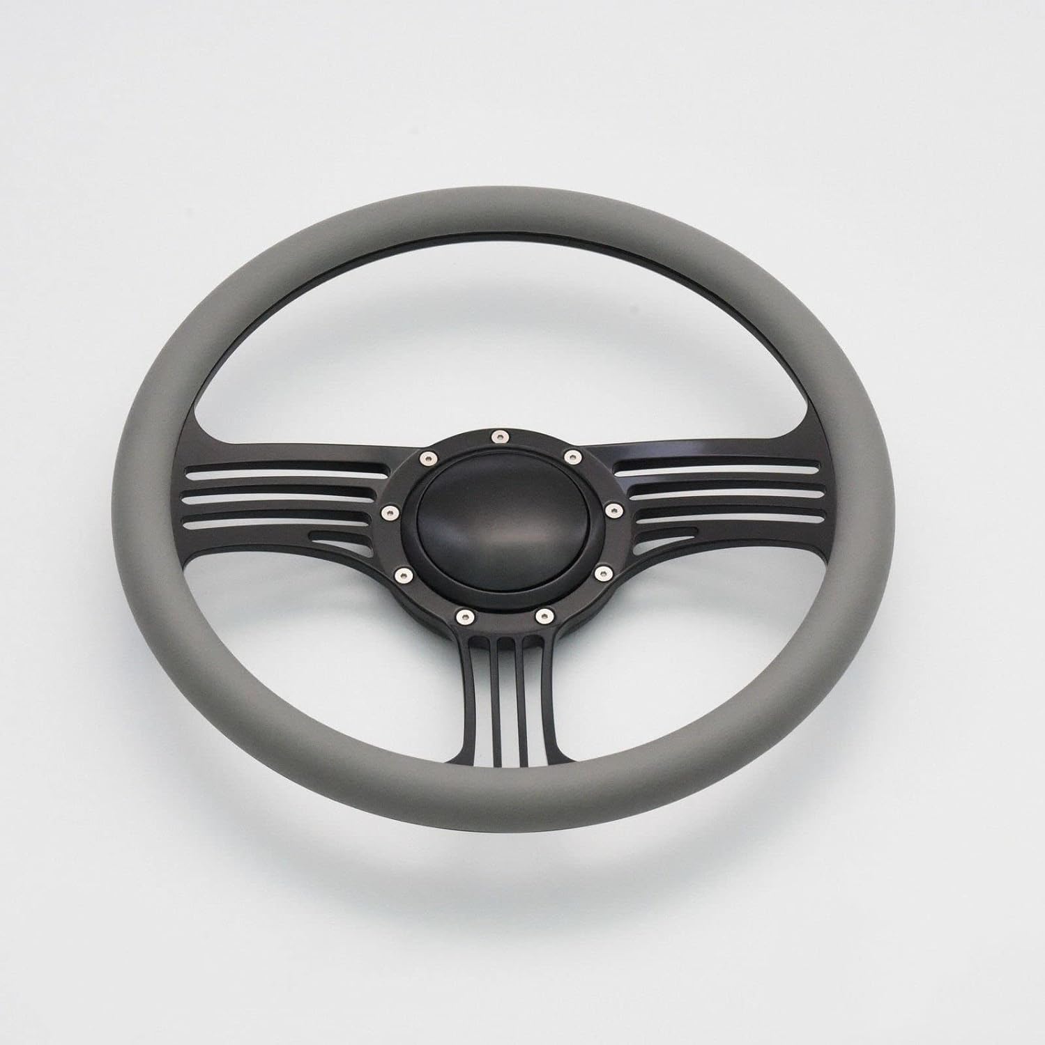 Flashpower 14'' Billet Half Wrap 9 Bolts Steering Wheel with 2'' Dish and Horn Button(Light Grey)