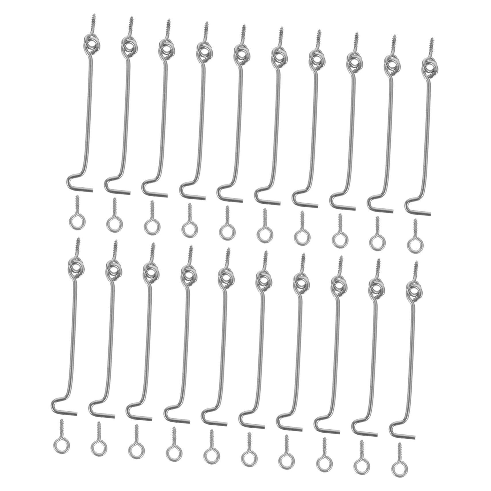 OSALADI 20 Sets Window Hook Lock for Door Hooks Door Chain Lock Cabin Hook Door Hook Lock Latch for Door Window Latch Door Lock Latch Door Latch Hook Gate Latch Stainless Steel Silver