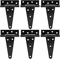 Vista 18 de Bisagras de puerta de cobertizo de 10 pulgadas con correa en T resistentes, bisagras de correa en T negras, bisagra en T forjada para cercas