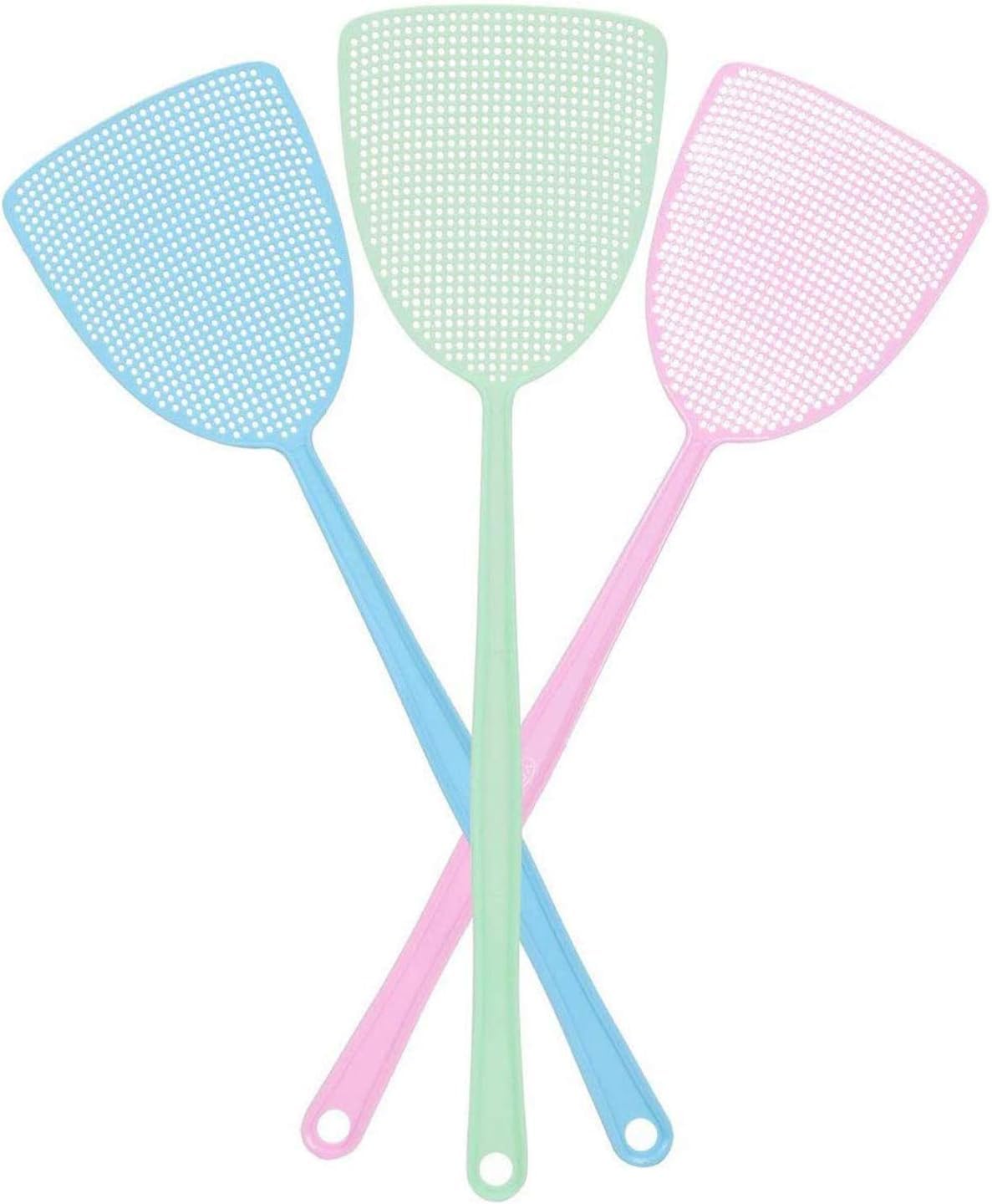 3Pack, Plastic Colorful Fly Swatters, with Sturdy and Flexible Manual Grips, 3 Colors