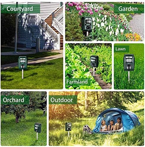 2X Répulsif Chat Ultrason, Repulsif Pigeon Ultrason Solaire, 5 Modes Repulsif Anti Chat Exterieur,Repulsif Oiseaux Charge de Solaire USB,pour Jardin, Chats,Pigeon,Lapin,Oiseaux — vue 4