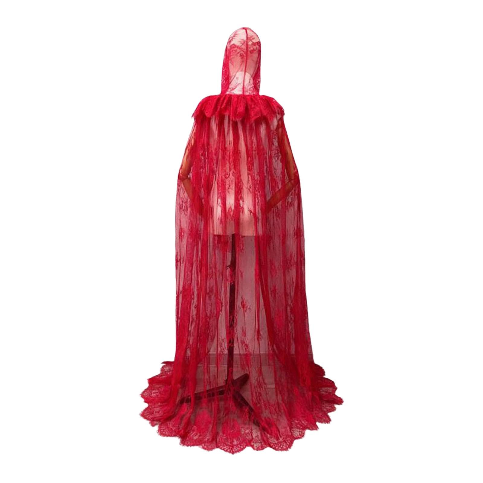 Long Hooded Cloak Cape Outfit Graceful for Carnival Fancy Dress Role Playing-Clothing & Accessories-Women-Western Wear-Ponchos & Capes-image-20