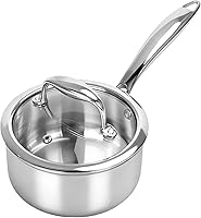 Vista 20 de Macevia Mini Cacerola para Salsa, Calentador de Mantequilla de Acero Inoxidable Cobreado, Olla Pequeña con Mango, Uso Multipropósito para Hogar