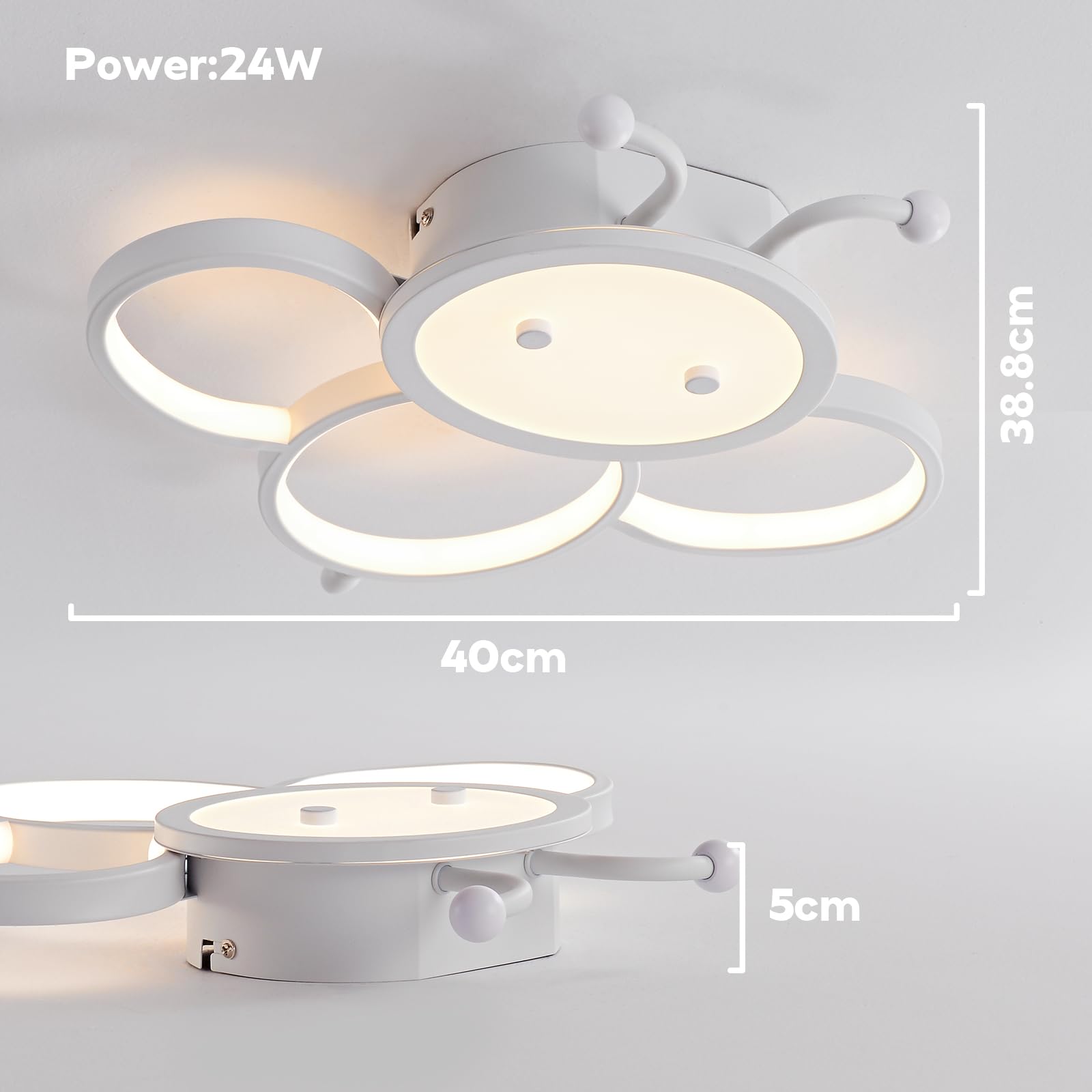 Lampadario Camera dei bambini LED Plafoniera Camera da letto Plafoniera Dimmerabile Luce con telecomando 3000K-6000K Ape Lampade a Soffitto Cameretta Bambino 40CM
