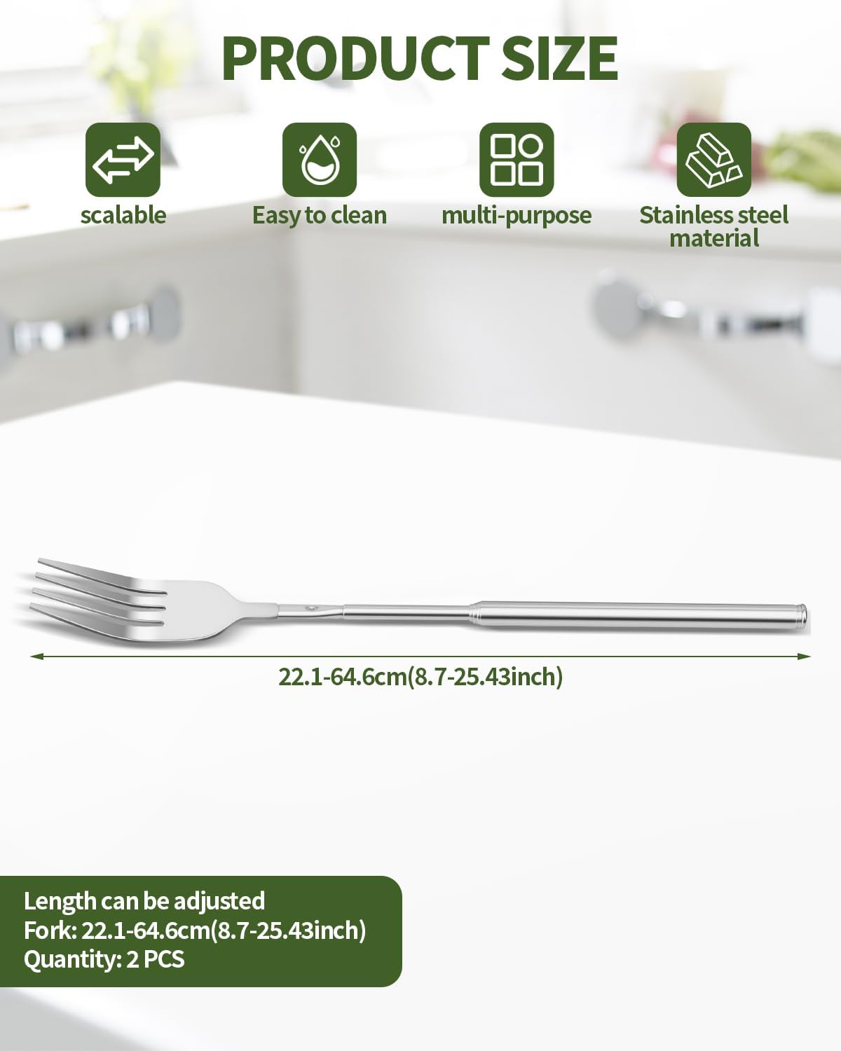 Extendable Spoon, Telescopic Stainl Steel Spoon Set, Expandable