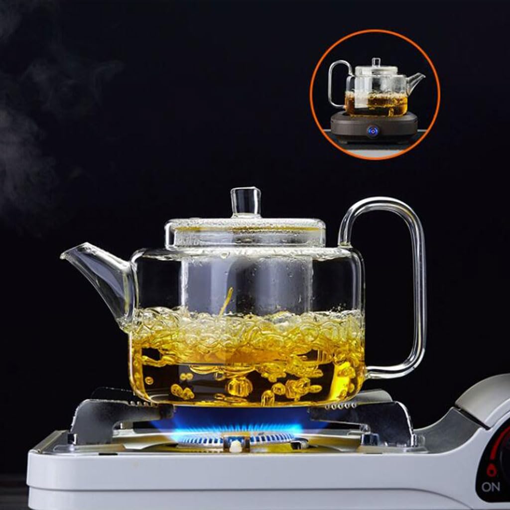 Czajnik do herbaty klasyczny przezroczysty szklany czajniczek do domu duża pojemność herbata owocowa czajnik zestaw do herbaty z uchwytem zaparzacz do herbaty 1050 ml łatwy w użyciu (z