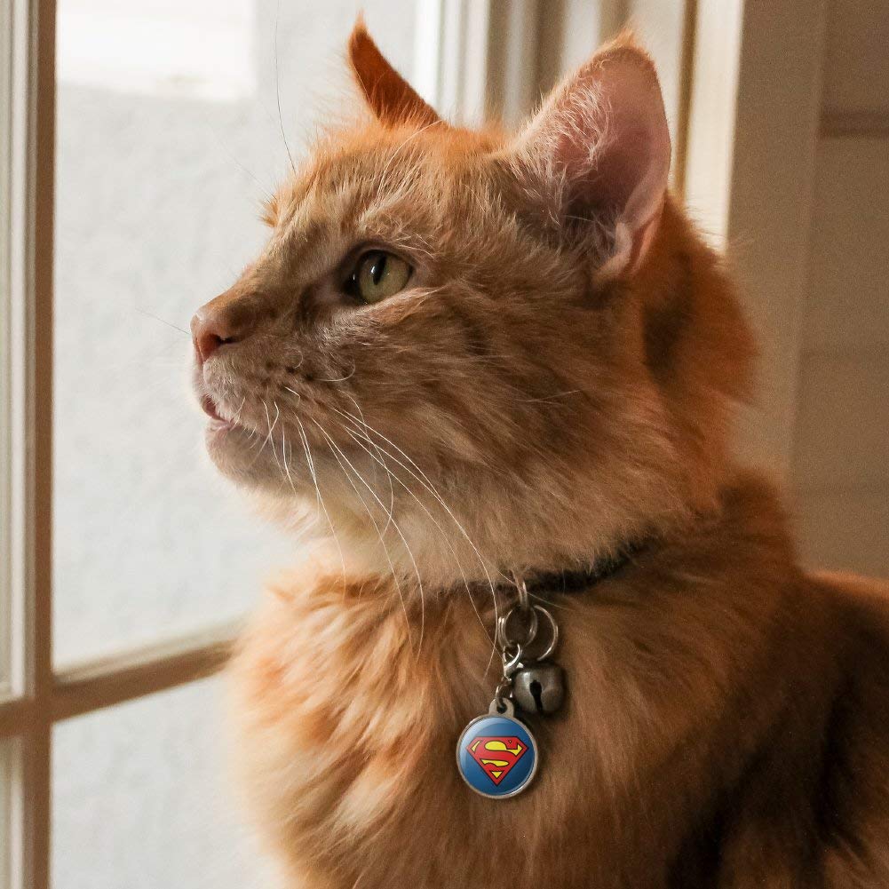 GRAPHICS & MORE Superman Classic S Shield Logo Chrome Plated Metal Pet Dog Cat ID Tag