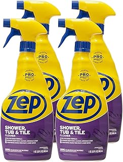 Zep Shower Tub and Tile Cleaner 32 oz ZUSTT32 (Case of 4) - No Scrub Pro Formula Breaks up Tough Buildup on Contact
