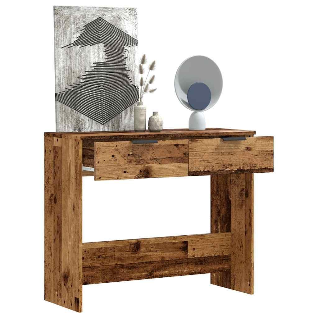 SXZenSpace Console Table 90x36x75 cm Engineered Wood Old Finish with Drawer, Hallway Sofa Side for Living Room Bedroom and Entryway, Small Occasional Furniture
