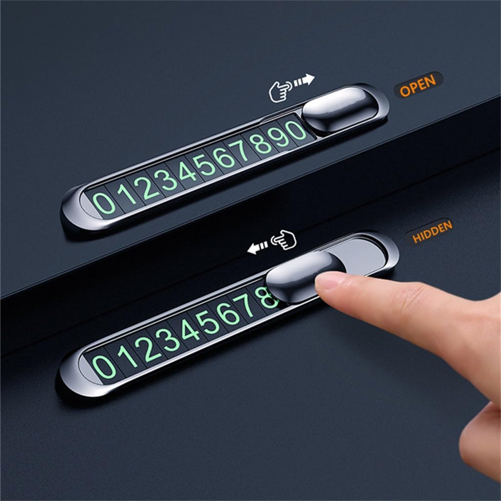 1 Uds. Tarjeta De Estacionamiento Temporal Diseño Coche Oculto Textura Aleación Metal Placa Número Teléfono Automático(3-Pack)