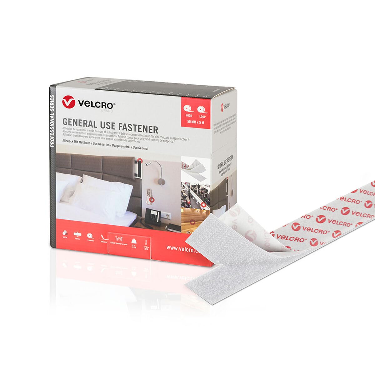 Velcro Doppelseitiges Klebeband, weiß, 50 mm x 5 m, Marke EAN: 8412355200073