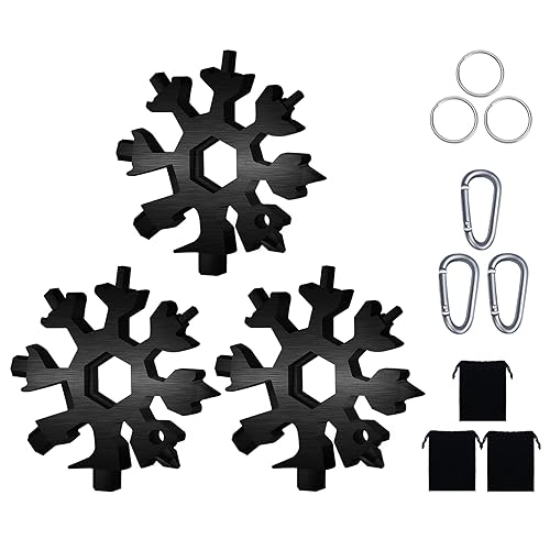FZENeast Snowflake Multitool, 3 Pcs 18-in-1 Stainless Steel Snowflake Standard