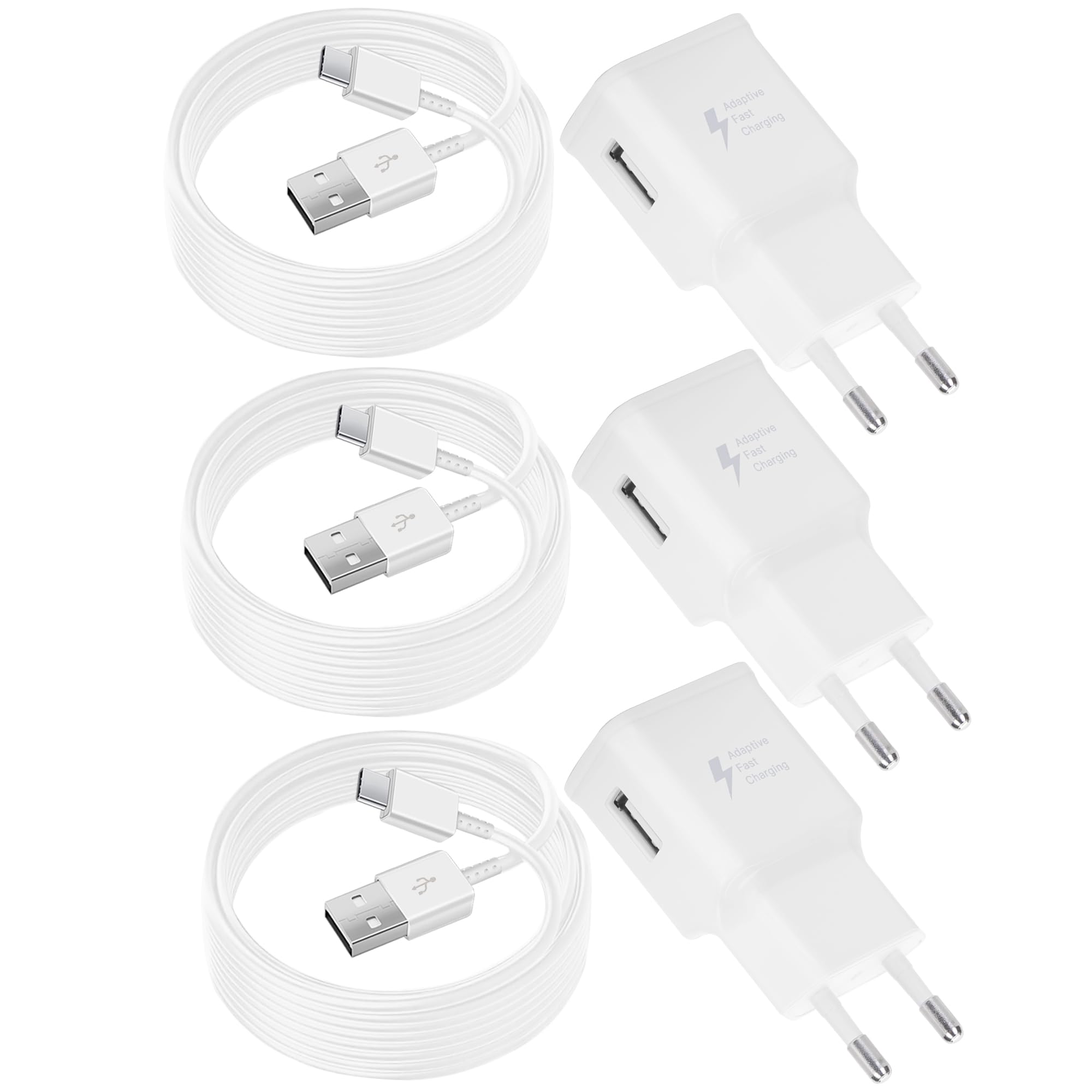 USB Ladegerät mit 1,5m Ladekabel Original USB C für Samsung Galaxy A15 A14 A13 A04S A71 A55 A54 A53 A42 A35 A34 A33 A25 A23 M53 M34 M13 S8 S9 S10 S20 Plus, Schnellladegerät Typ C Schnellladekabel
