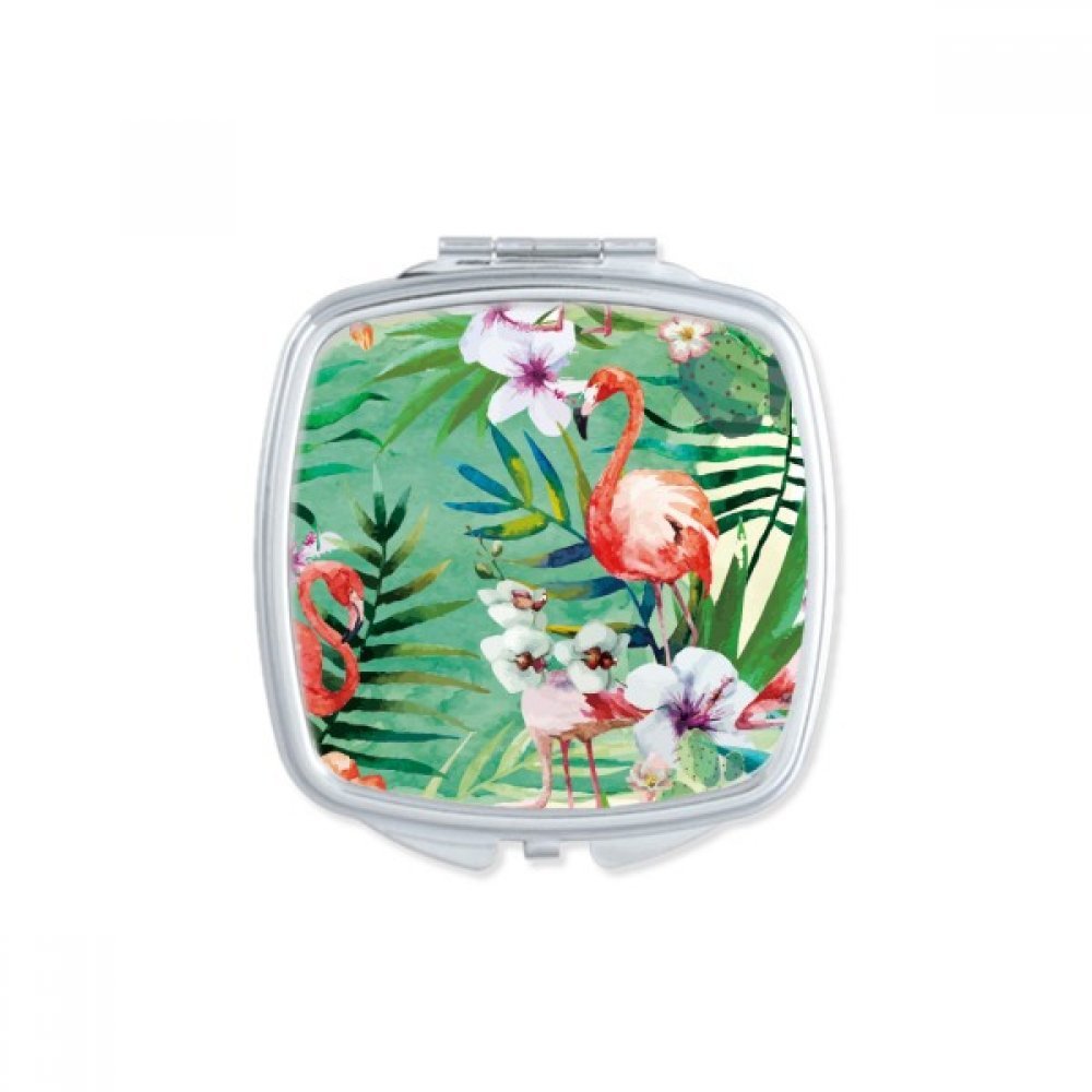Miroir de maquillage plantes tropicales portable et sac à main rond
