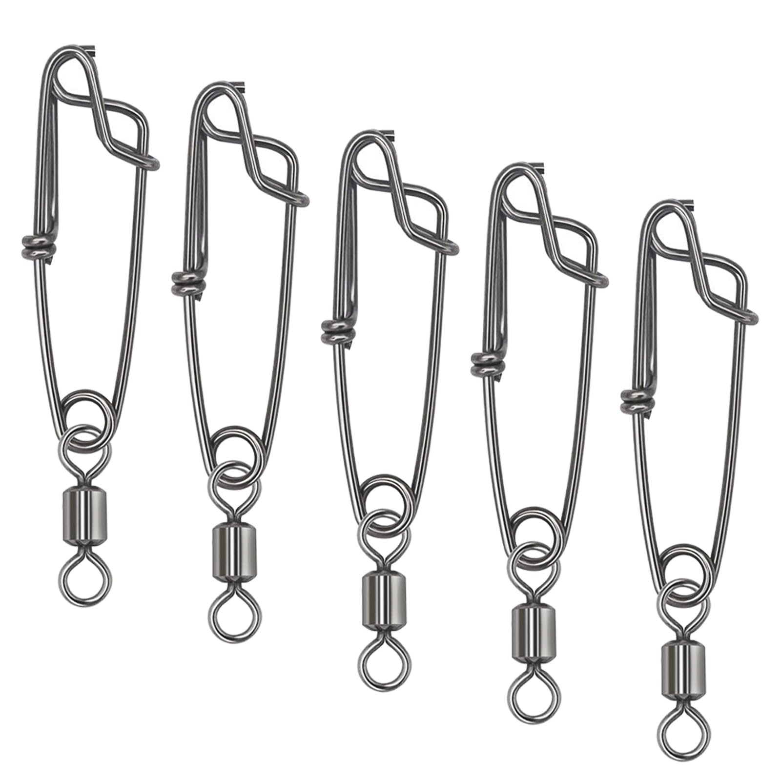 High Strength Fishing Snap Swivels, 5pcs Stainless Steel Fishing Swivels Snaps Extra Large Quick Change Connector, Freshwater Saltwater Fishing Tackle (111mm)