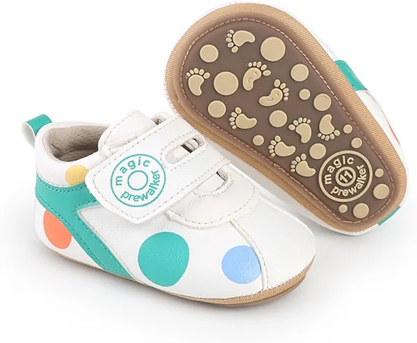 Bellocasa Baby Boys Girls Sneakers Toddler Non-Slip Soft Rubber Sole First Walking Shoes Infant Newborn Crib Dress Shoes