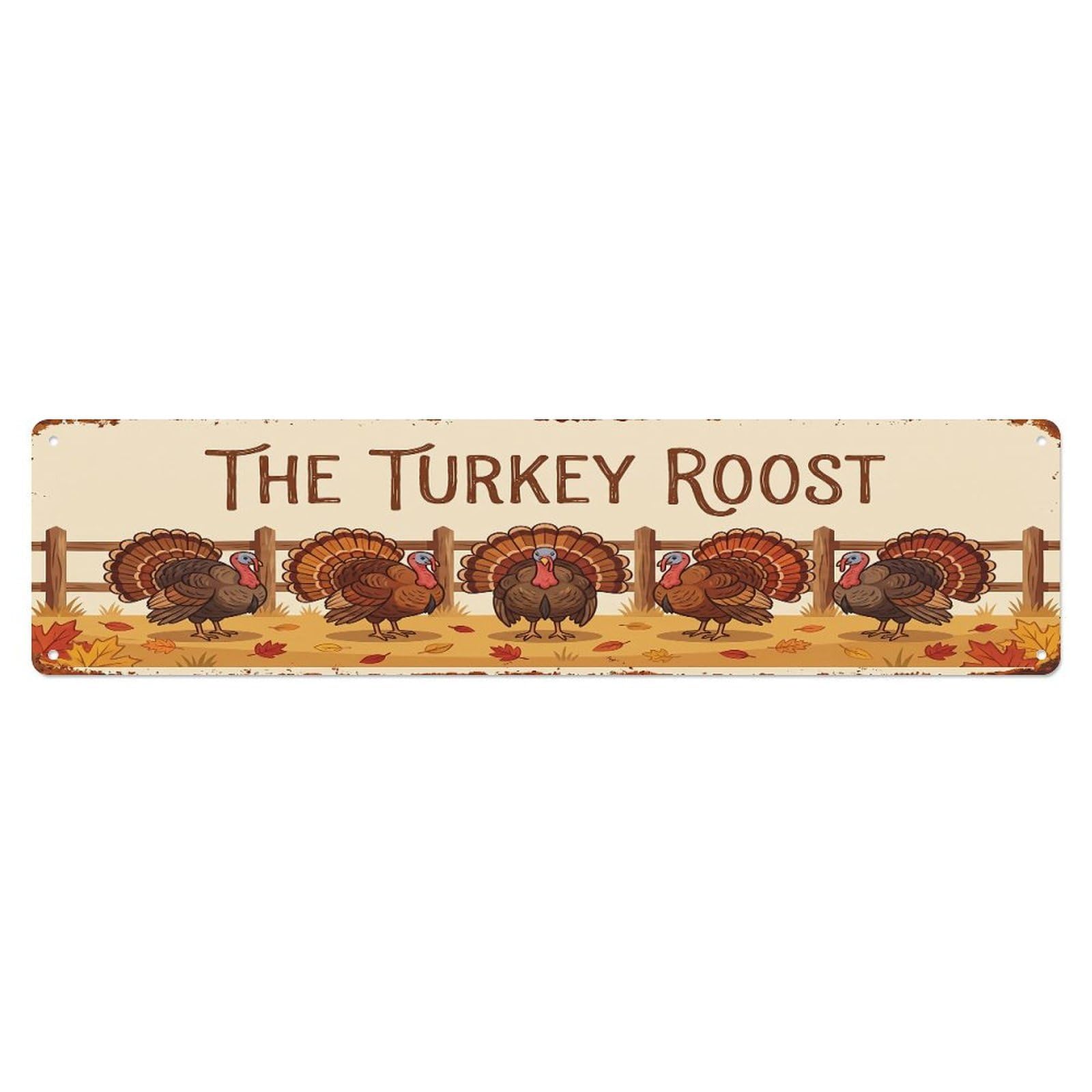 Vintage Turkey Farm Scene The Turkey Roost Metal Tin Sign