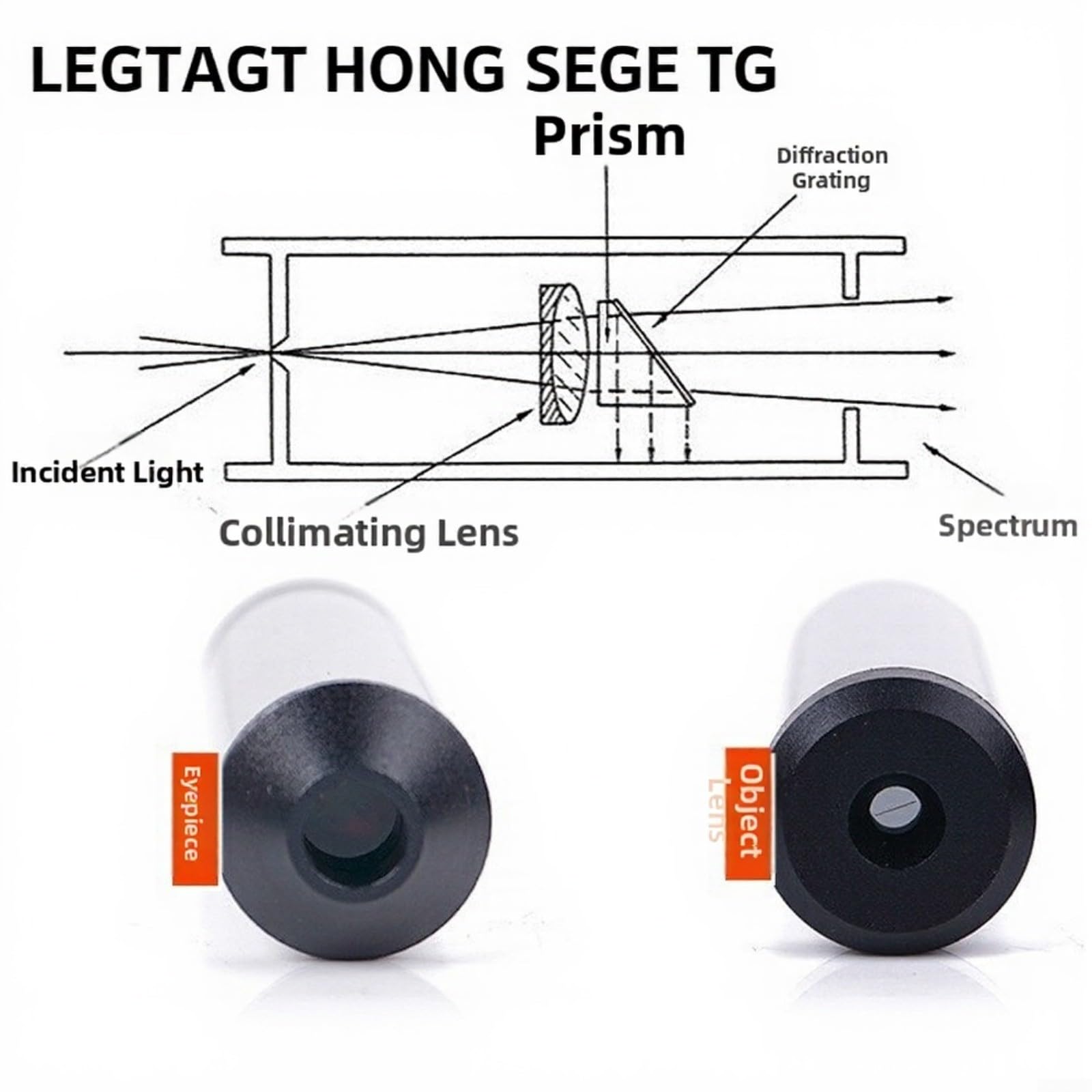 Spectroscope portable avec grille pour pierres précieuses, aluminium, 55 mm