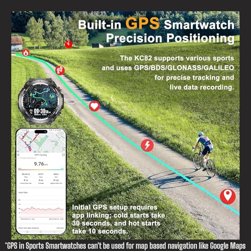 Image of Shyenah KC82 Adventure GPS Smartwatch-1.45 HD| Military Design, 1ATM Water Resistant | Compass, Altimeter & Barometer| HR, BP & SpO2 Monitoring| Bluetooth Calling|Huge 650mAh Battery(Camouflage Black)