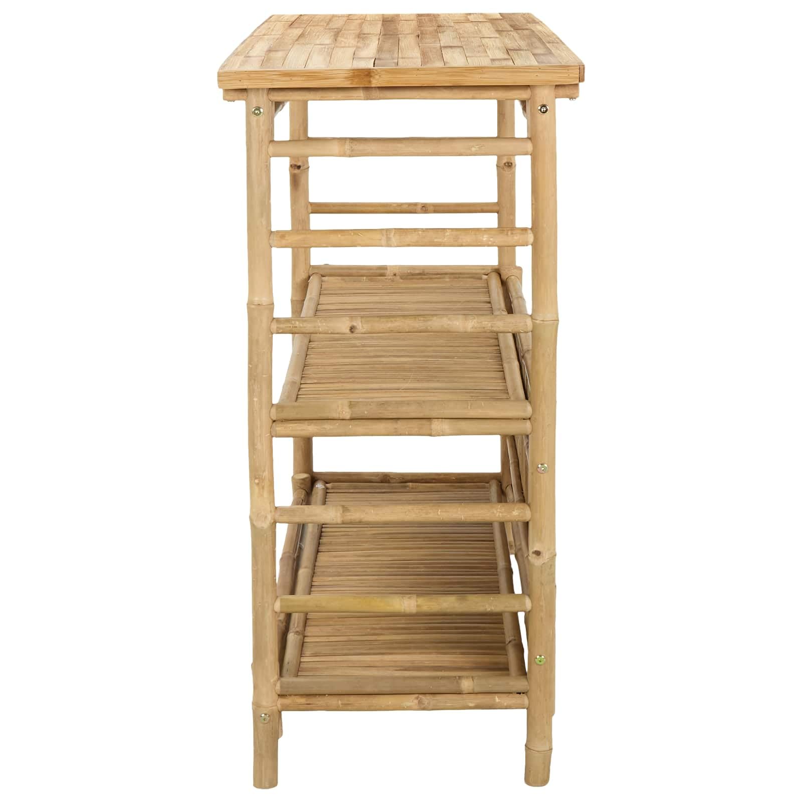 vidaXL Table de bar extérieure Naturel 110 x 50 x 105 cm Bambou, Table de bar tendance, résistante, pour l'extérieur, parfaite pour soirées d’été, jardin, déco écolo et minimaliste