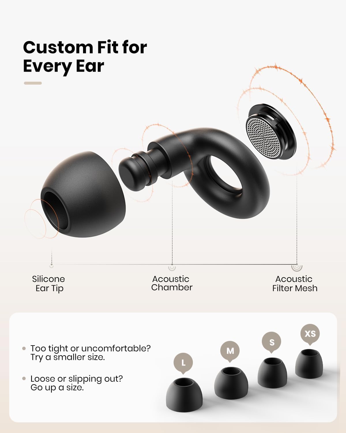Bouchons d'oreilles pour le sommeil, bouchons d'oreilles réutilisables en silicone pour réduction du bruit avec 8 embouts d'oreille, bouchons d'oreilles pour sommeil, concerts, voyages, ronflements