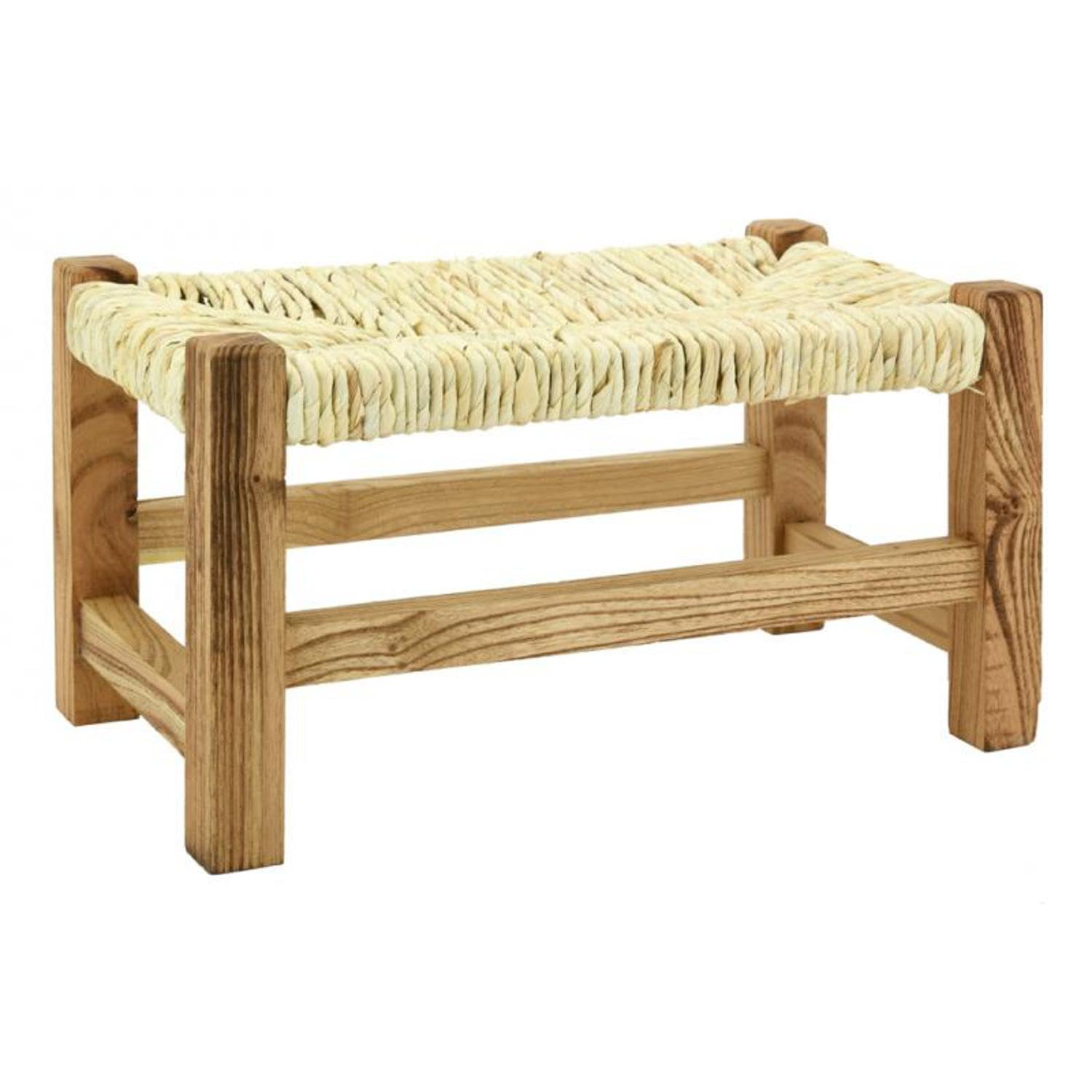 AUBRY GASPARD - Repose-Pieds Hêtre et Roseau - Finition Teintée Vernie - 35x20x20 cm - Style Rustique Naturel - Compact Léger pour Salon - Entretien Facile Chiffon Doux